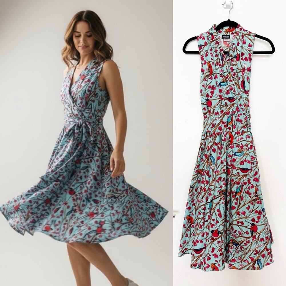 ModCloth Retrolicious Teal Bird Dress